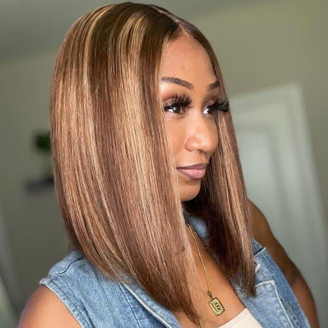 8″ – 14″ Highlights Colors Bob & Pixie Cut Human Hair Lace Front Wig