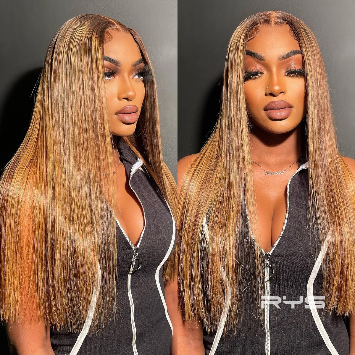 10″ – 40″ Highlight Color Straight Human Hair Lace Front Wig