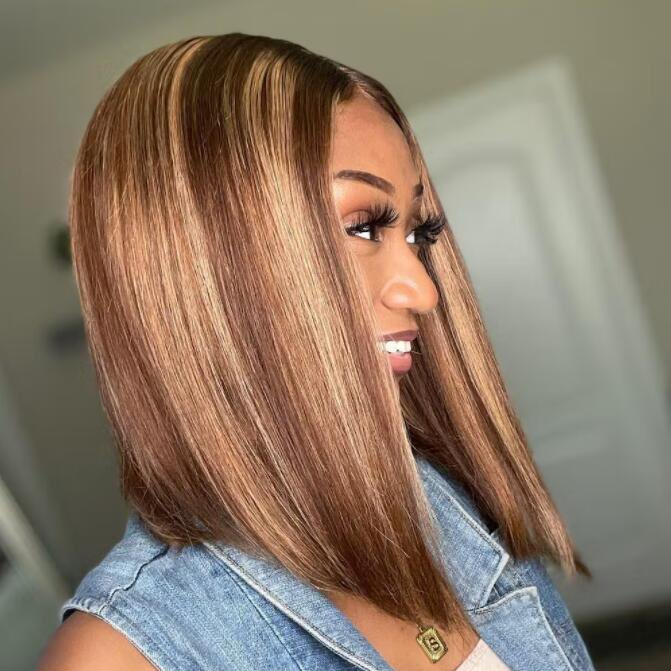 8″ – 14″ Highlights Colors Bob & Pixie Cut Human Hair Lace Front Wig