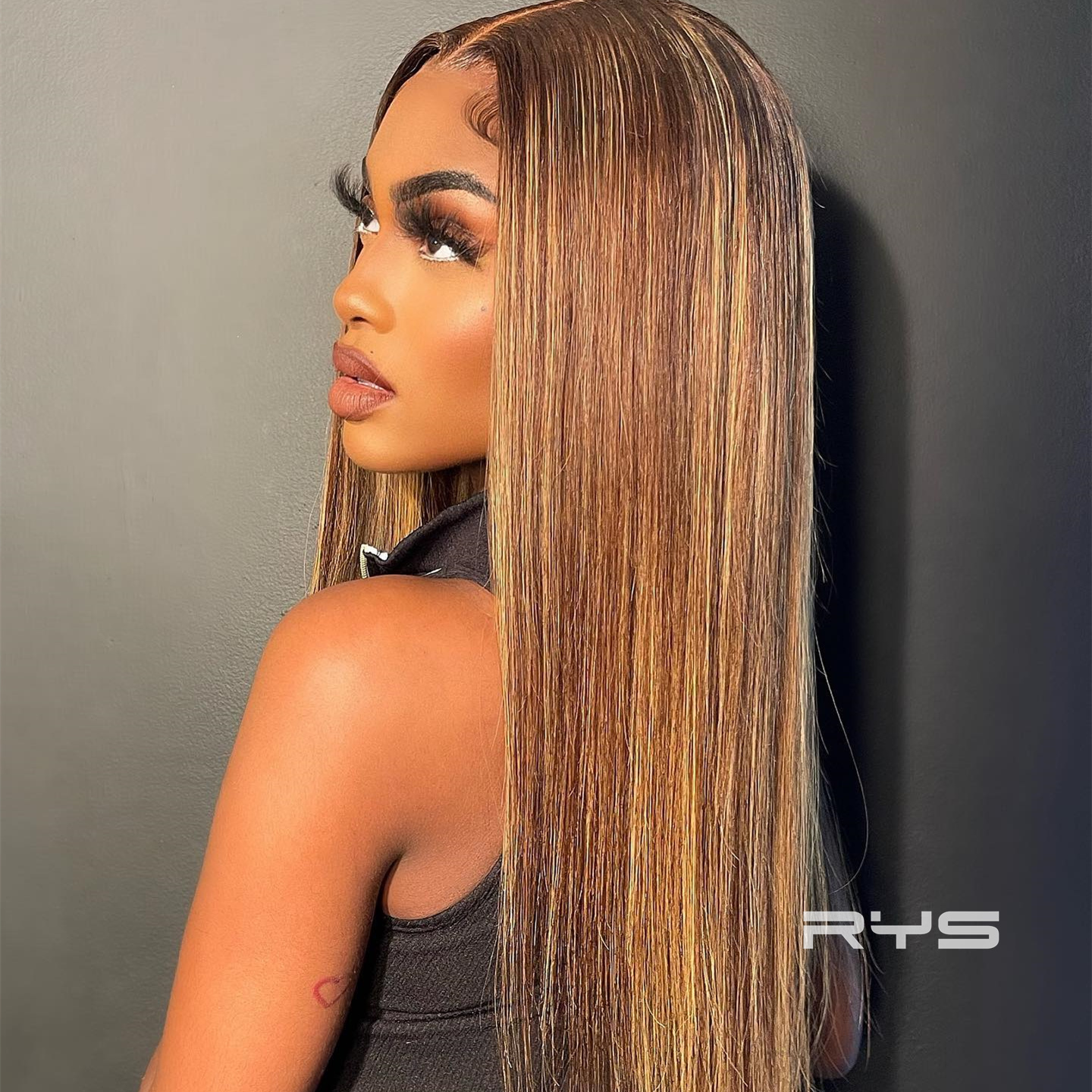 10″ – 40″ Highlight Color Straight Human Hair Lace Front Wig