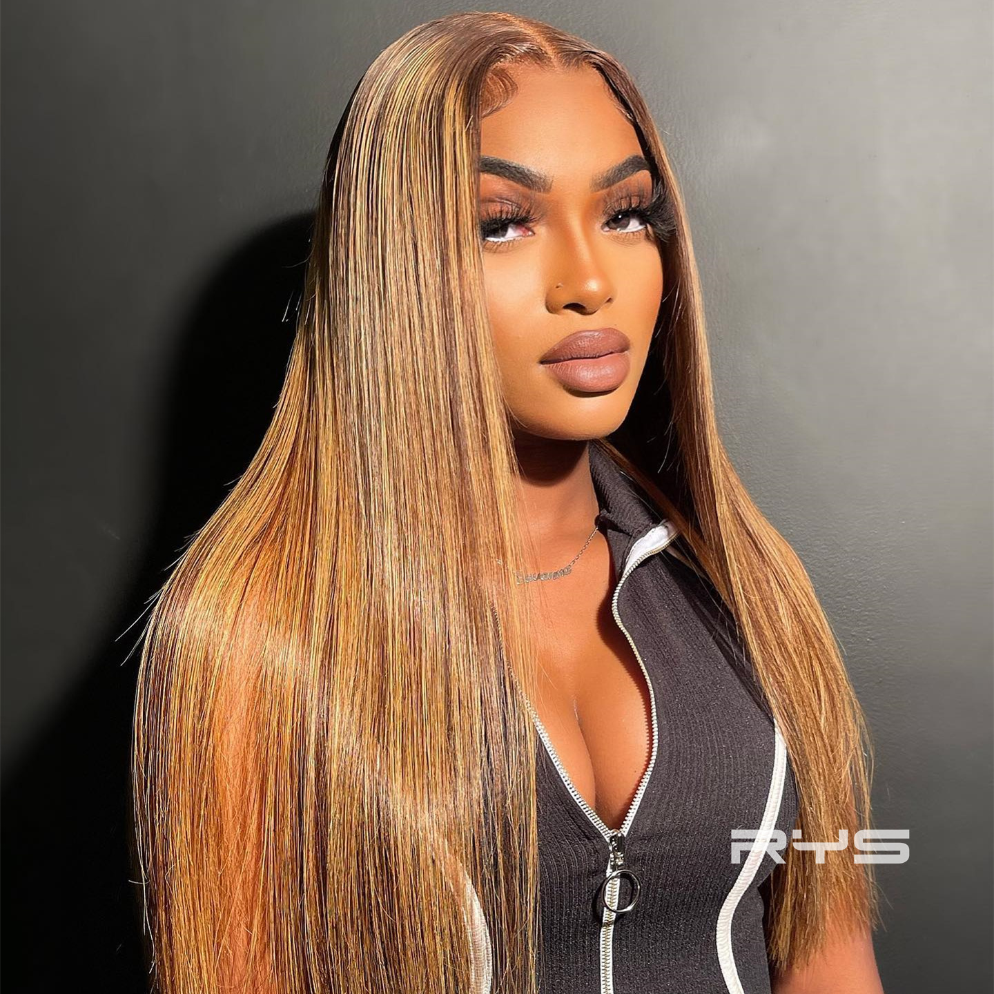 10″ – 40″ Highlight Color Straight Human Hair Lace Front Wig