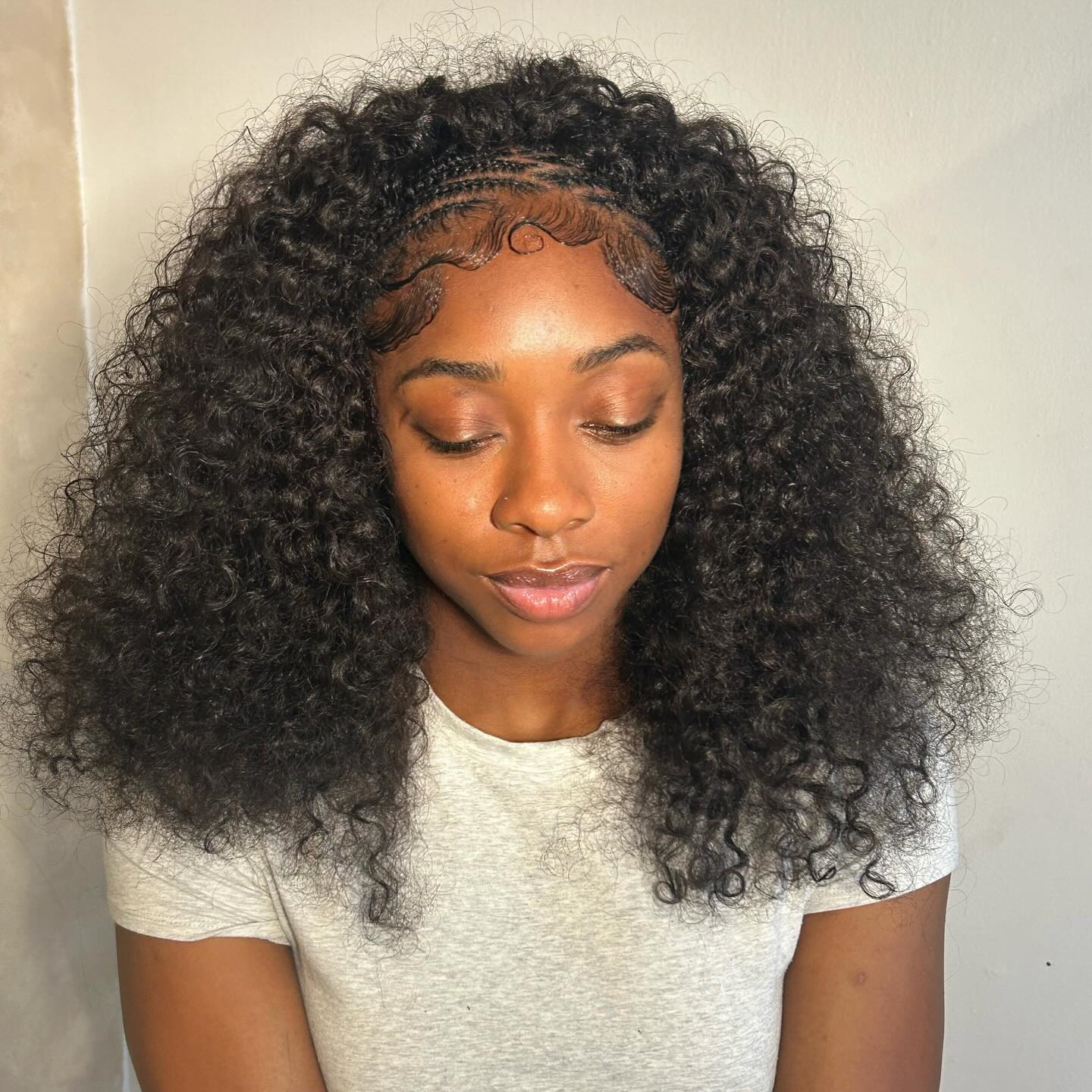 10″ – 40″ Natural Black Color Kinky Curly Human Hair Drawstring Half Wig