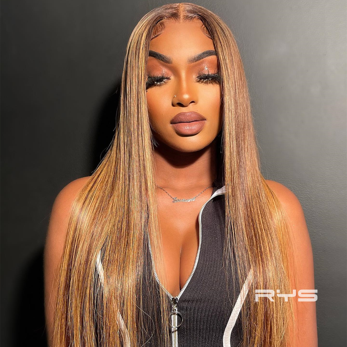 10″ – 40″ Highlight Color Straight Human Hair Lace Front Wig