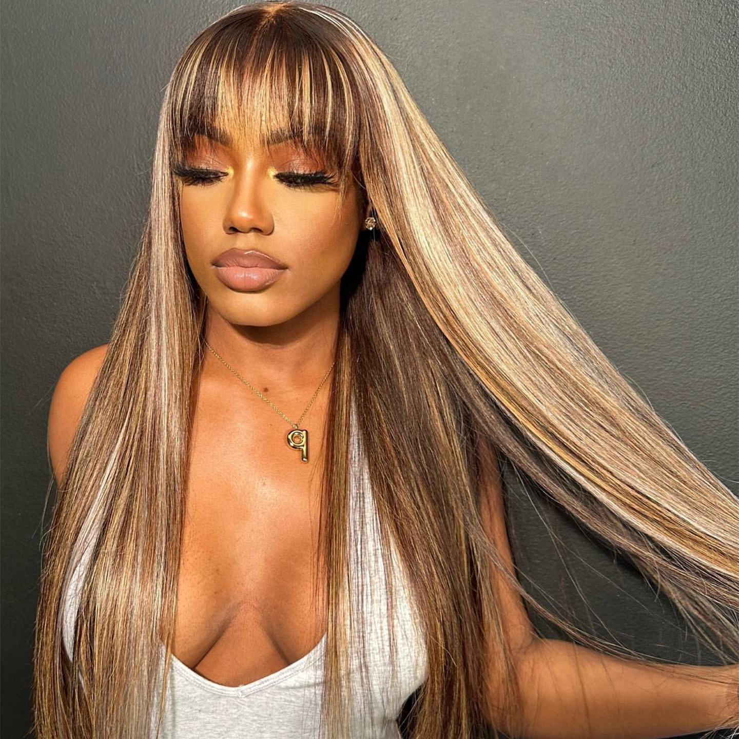 10″ – 40″ Highlight Color Straight Human Hair Lace Front Wig