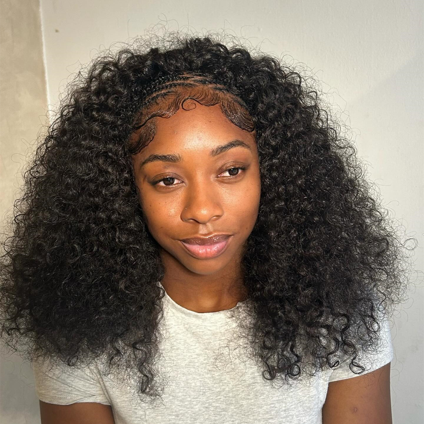 10″ – 40″ Natural Black Color Kinky Curly Human Hair Drawstring Half Wig