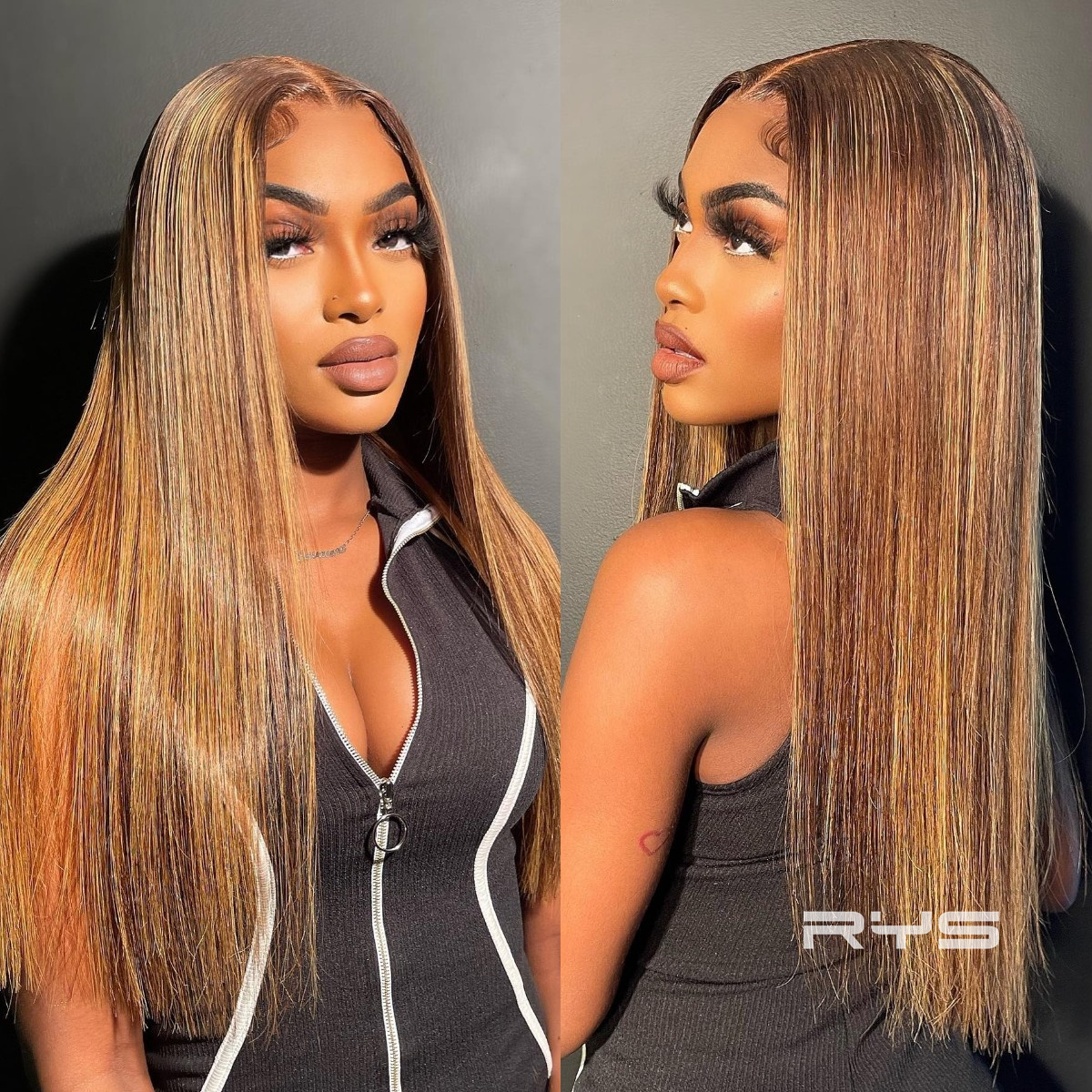 10″ – 40″ Highlight Color Straight Human Hair Lace Front Wig