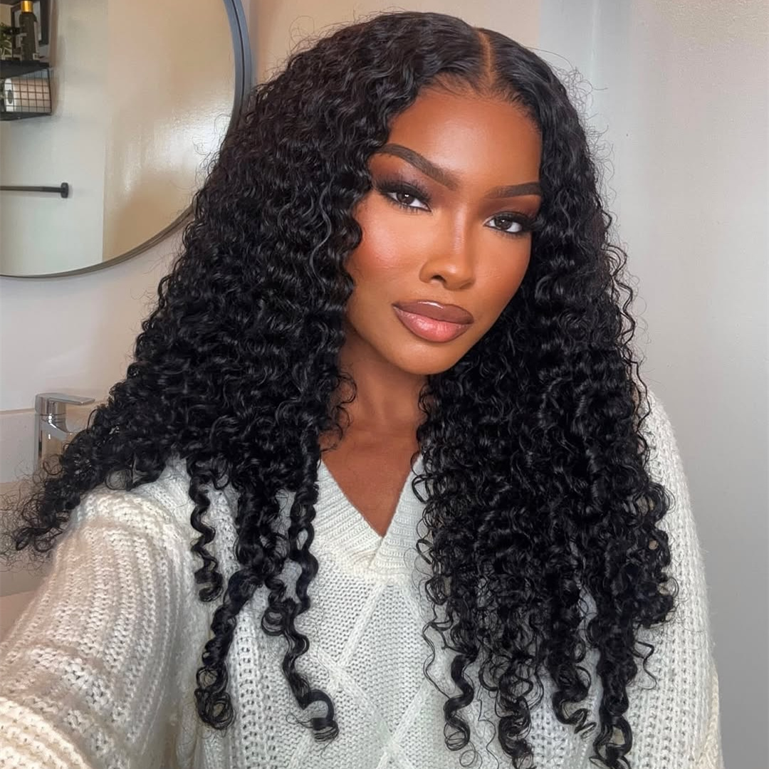 10″ – 40″ Natural Black Color Burmese Curly Human Hair Lace Front Wig