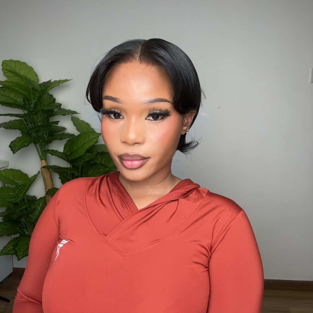 8″ Natural Black Color Pixie Cut Human Hair Lace Front Wig