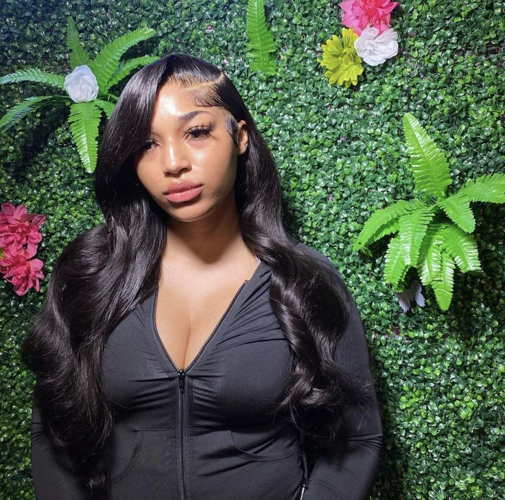 10″ – 40″ #1 Color Body Wave Human Hair Lace Front Wig