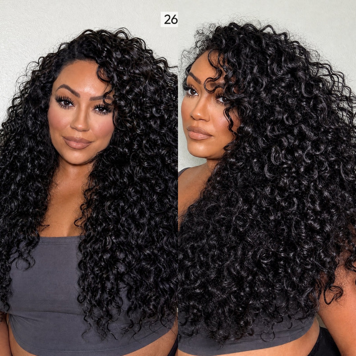 10″ – 40″ Natural Black Color Deep Curly Human Hair Drawstring Half Wig