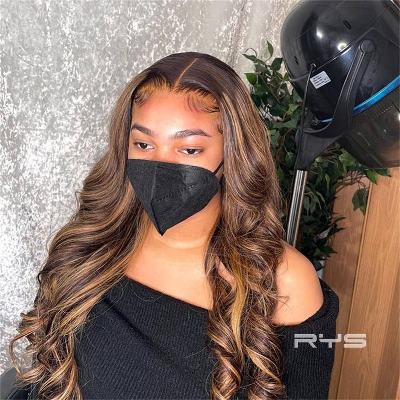10″ – 40″ Highlight Color Body Wave Human Hair Lace Front Wig