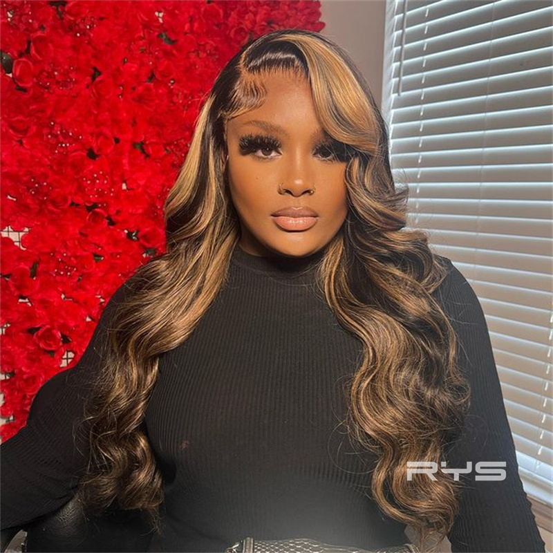 10″ – 40″ Highlight Color Body Wave Human Hair Lace Front Wig