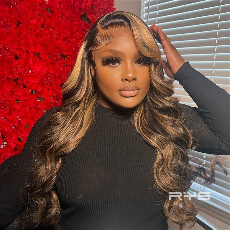 10″ – 40″ Highlight Color Body Wave Human Hair Lace Front Wig