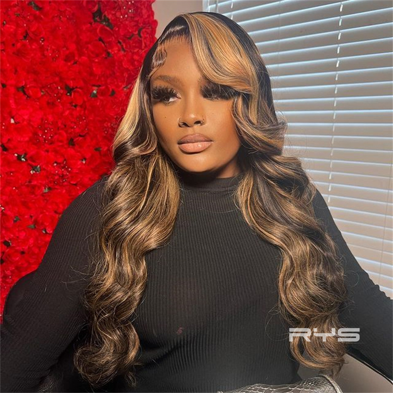 10″ – 40″ Highlight Color Body Wave Human Hair Lace Front Wig