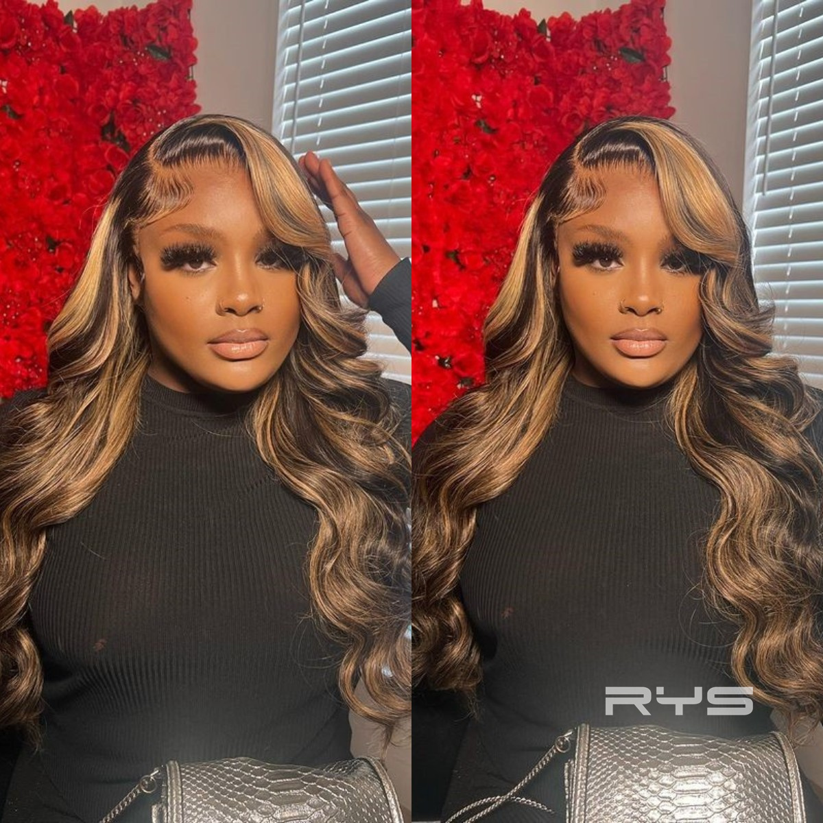 10″ – 40″ Highlight Color Body Wave Human Hair Lace Front Wig