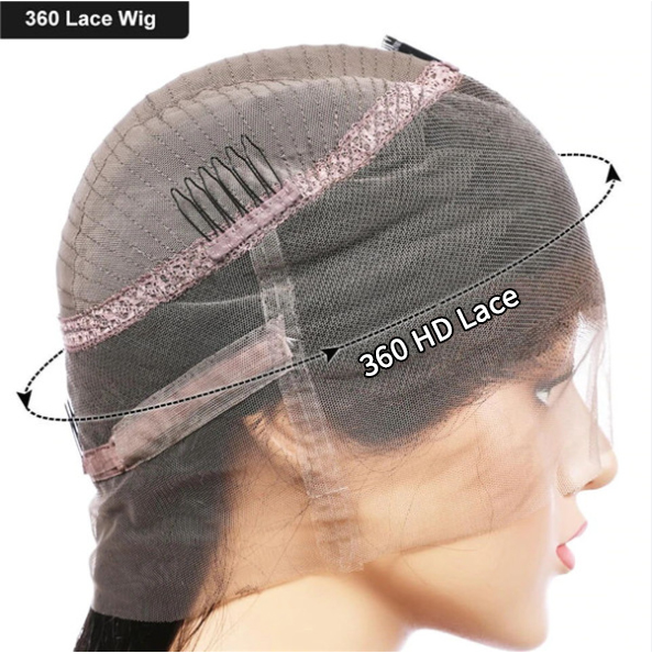 10″ – 36″ Natural Black Color Straight Human Hair 360 Lace Wig