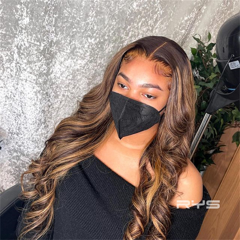 10″ – 40″ Highlight Color Body Wave Human Hair Lace Front Wig