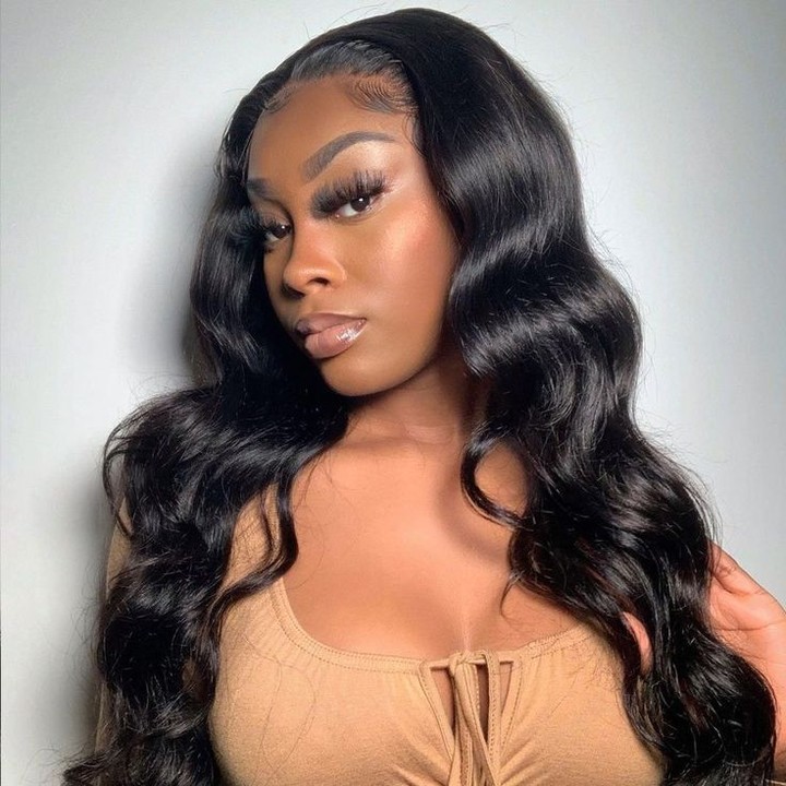 10″ – 40″ Natural Black Color Loose Wave Human Hair Lace Front Wig