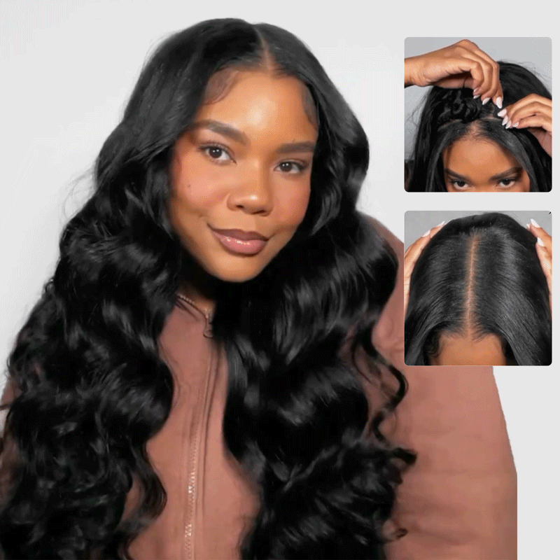 10″ – 40″ Natural Black Color Body Wave Human Hair U / V Part Wig