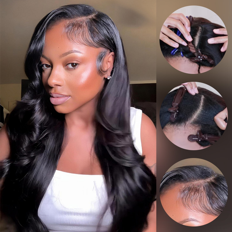 10″ – 40″ Natural Black Color Body Wave Human Hair U / V Part Wig