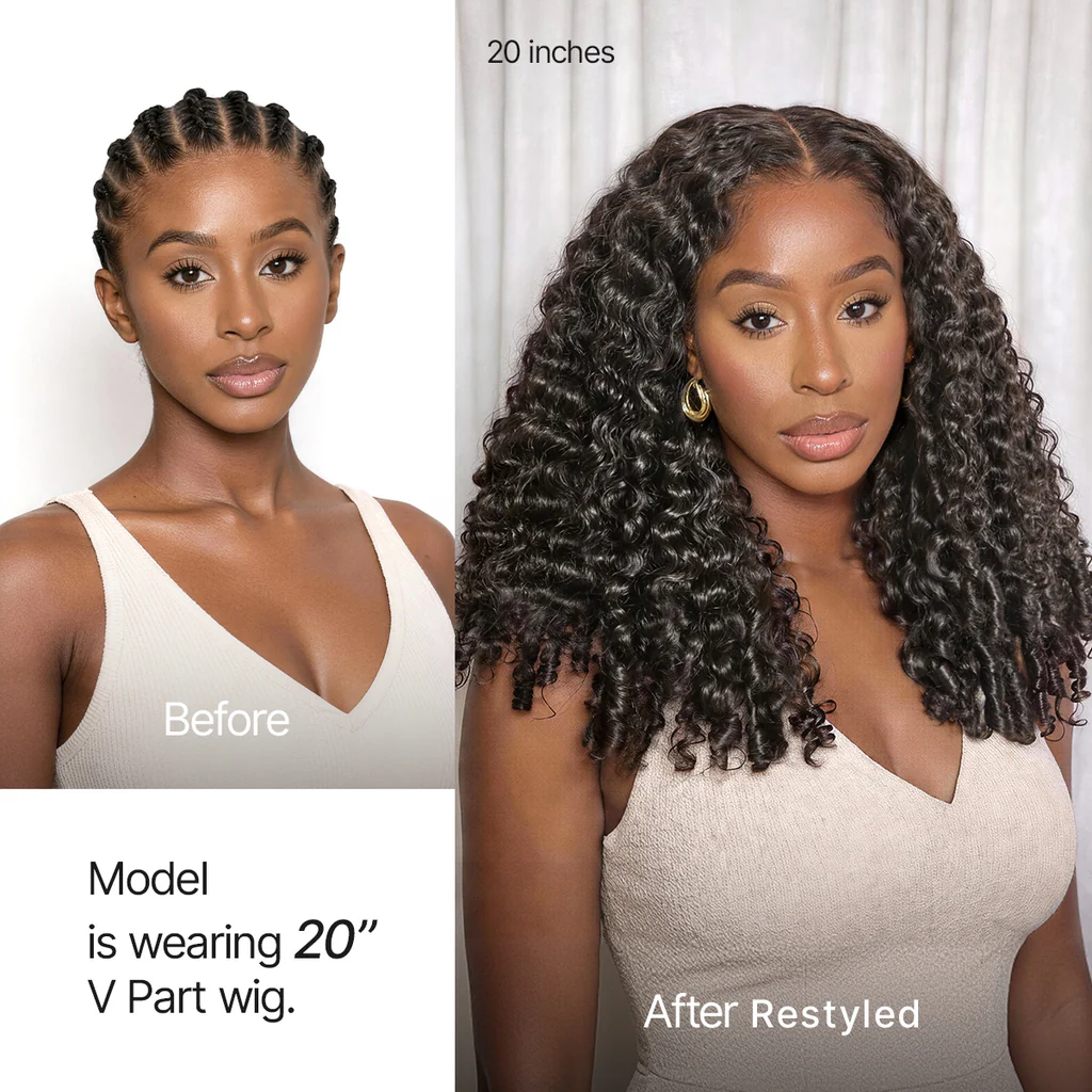 10″ – 40″ Natural Black Color Burmese Curly Human Hair U / V Part Wig