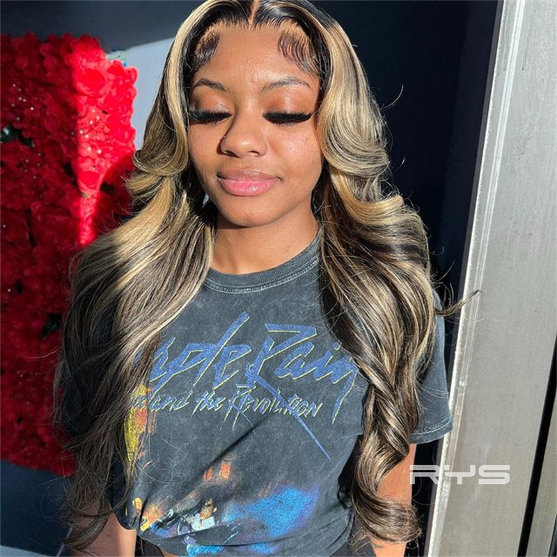 10″ – 40″ Highlight Color Body Wave Human Hair Lace Front Wig