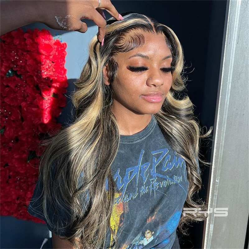 10″ – 40″ Highlight Color Body Wave Human Hair Lace Front Wig