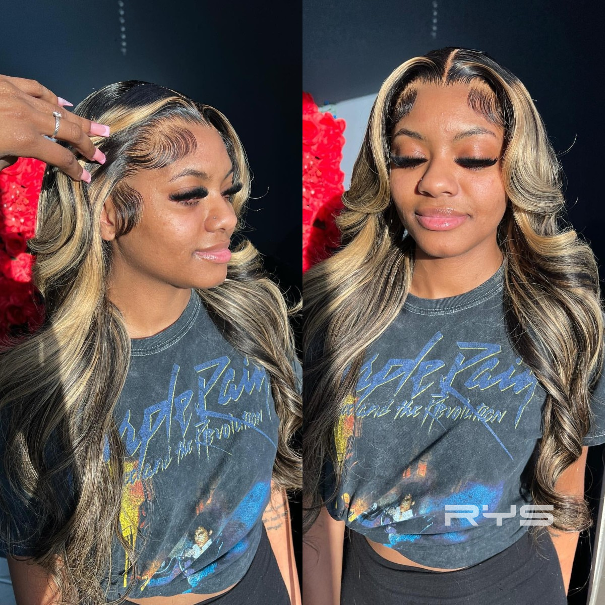 10″ – 40″ Highlight Color Body Wave Human Hair Lace Front Wig