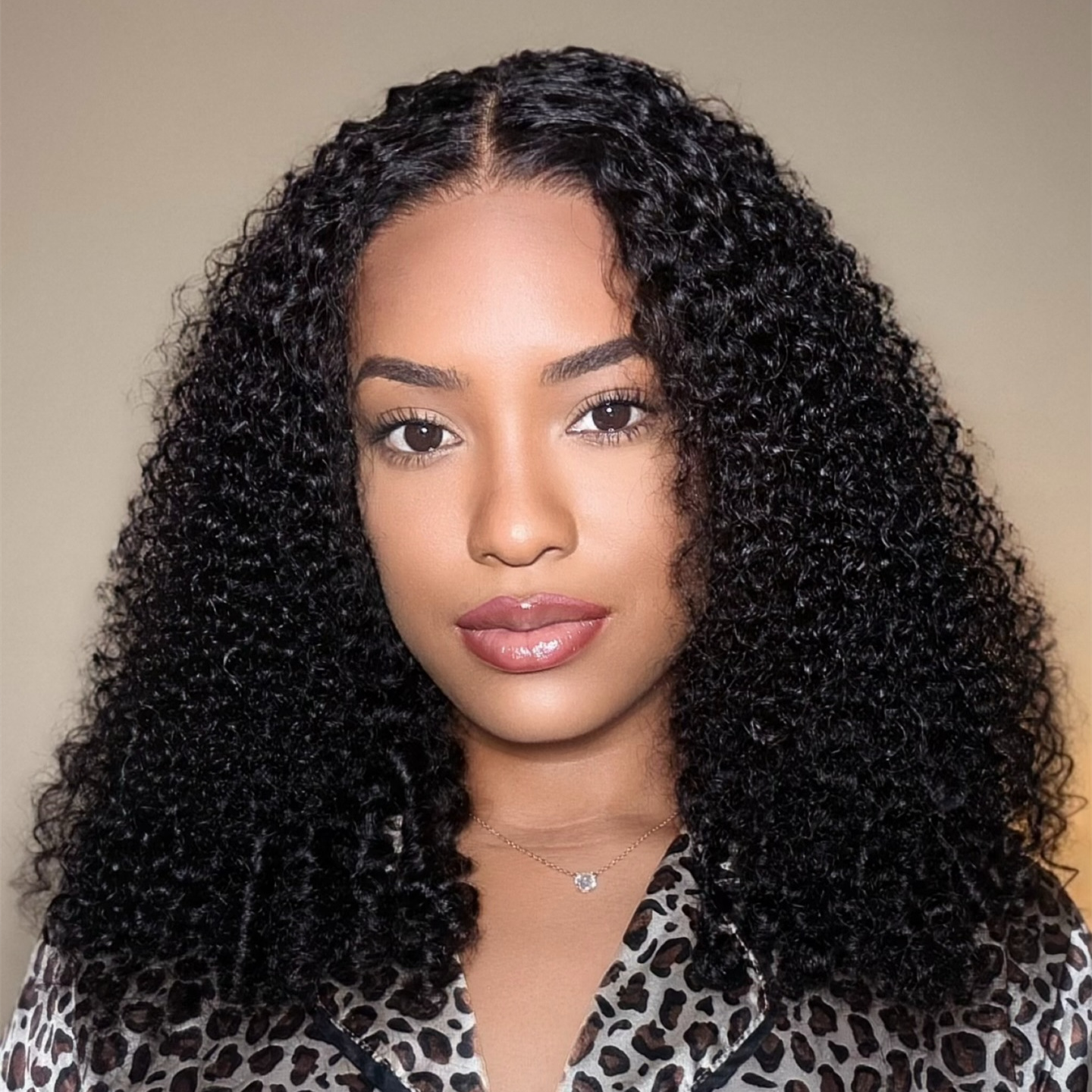 10″ – 40″ Natural Black Color Bohemian Curly Human Hair Lace Front Wig