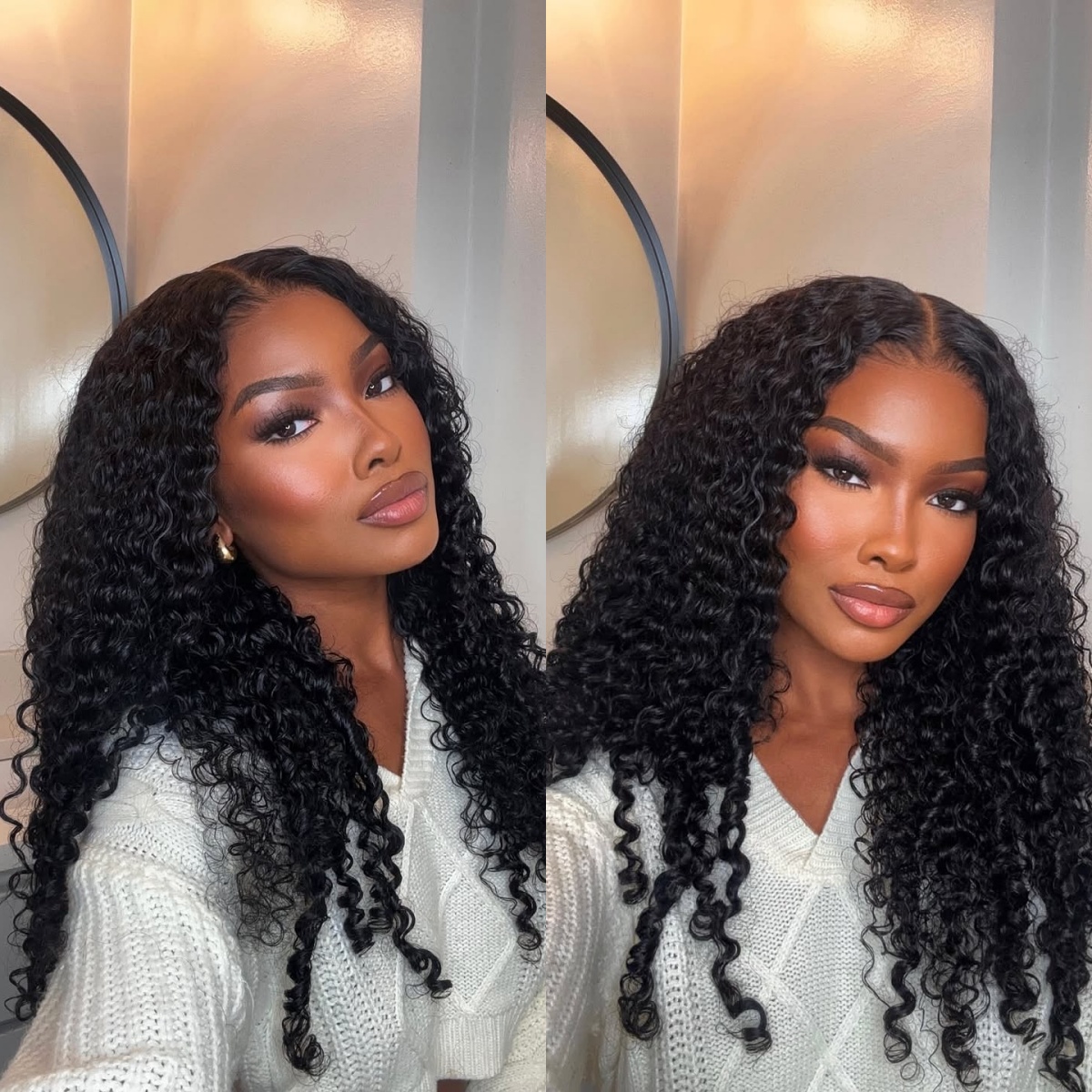 10″ – 40″ Natural Black Color Burmese Curly Human Hair Lace Front Wig