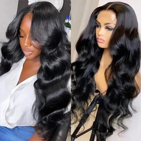 10″ – 40″ Natural Black Color Body Wave Human Hair Lace Front Wig