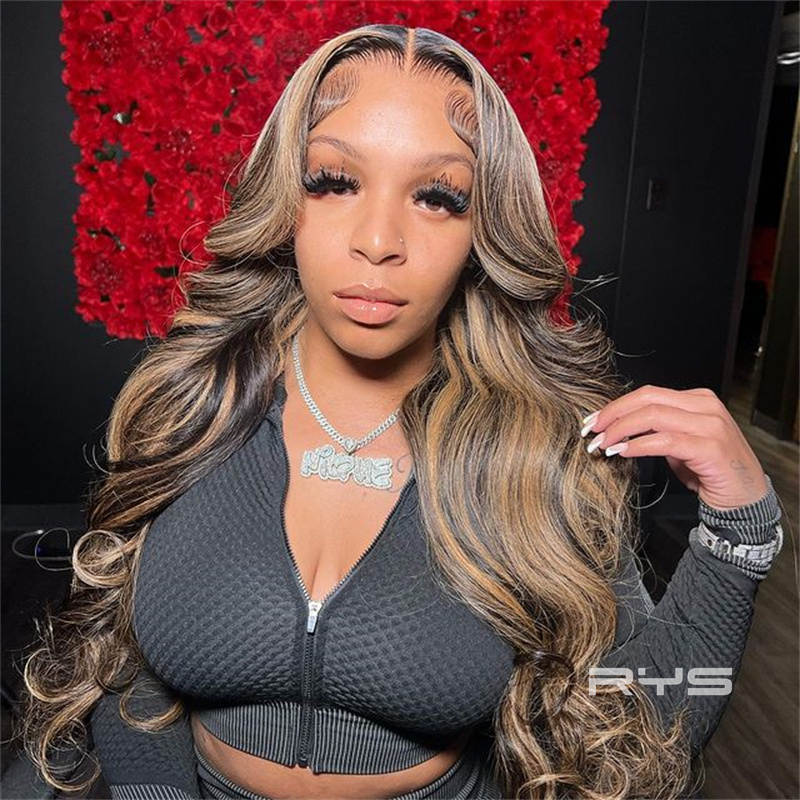 10″ – 40″ Highlight Color Body Wave Human Hair Lace Front Wig