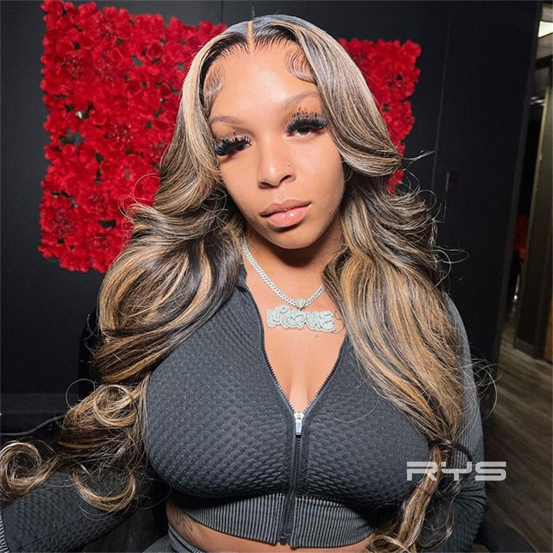 10″ – 40″ Highlight Color Body Wave Human Hair Lace Front Wig