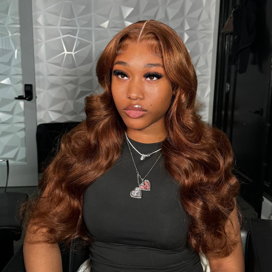 10″ – 40″ Dark Brown Color Body Wave Human Hair Lace Front Wig