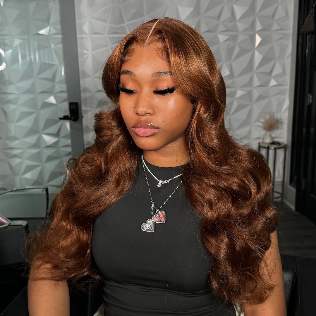 10″ – 40″ Dark Brown Color Body Wave Human Hair Lace Front Wig