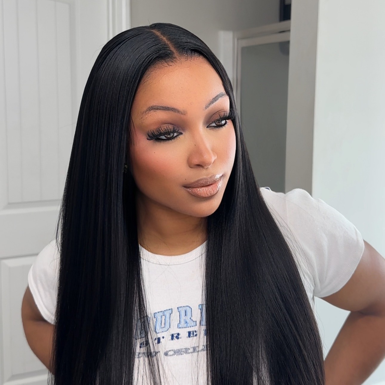 10″ – 36″ Natural Black Color Straight Human Hair 360 Lace Wig