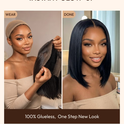 8″ – 14″ Natural Colors Bob & Pixie Cut Human Hair Lace Front Wig