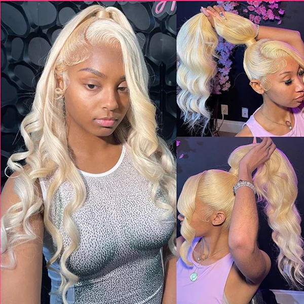 10″ – 30″  613 Blonde Color Body Wave Human Hair Full Lace Wig