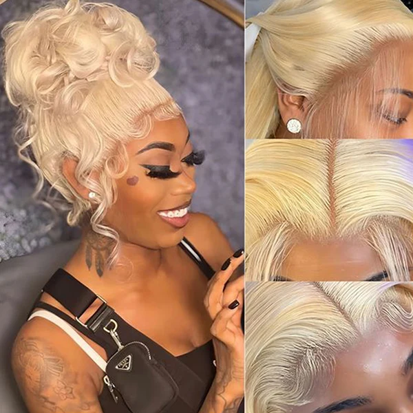 10″ – 30″  613 Blonde Color Body Wave Human Hair Full Lace Wig