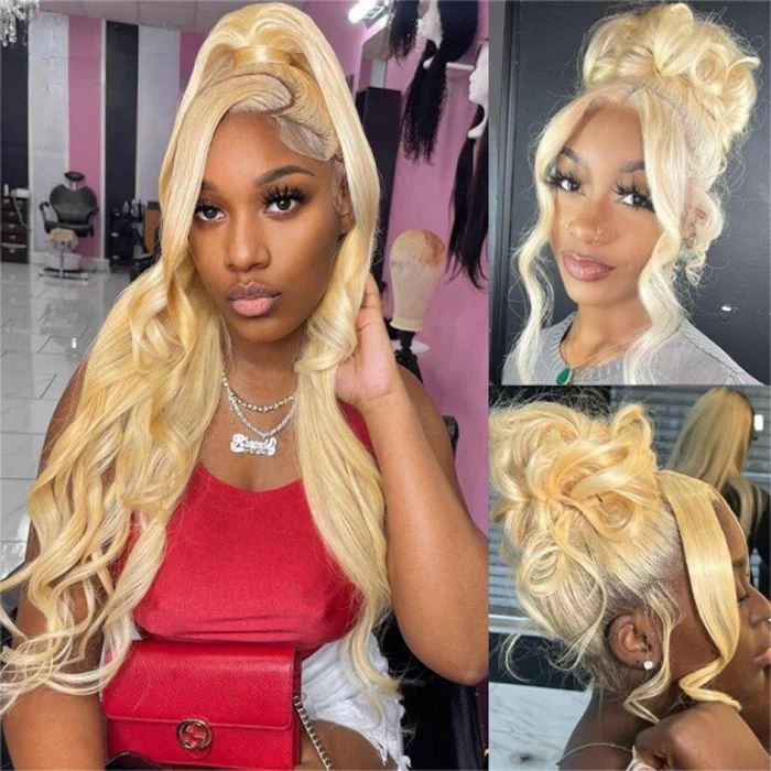 10″ – 36″ #613 Color Straight/Body Wave Human Hair 360 Lace Wig