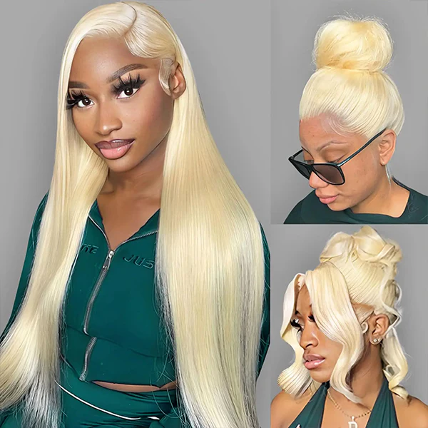 10″ – 30″  613 Blonde Color Straight Human Hair Full Lace Wig