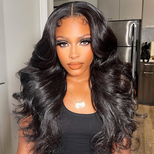 10″ – 40″ Natural Black Color Body Wave Human Hair U / V Part Wig
