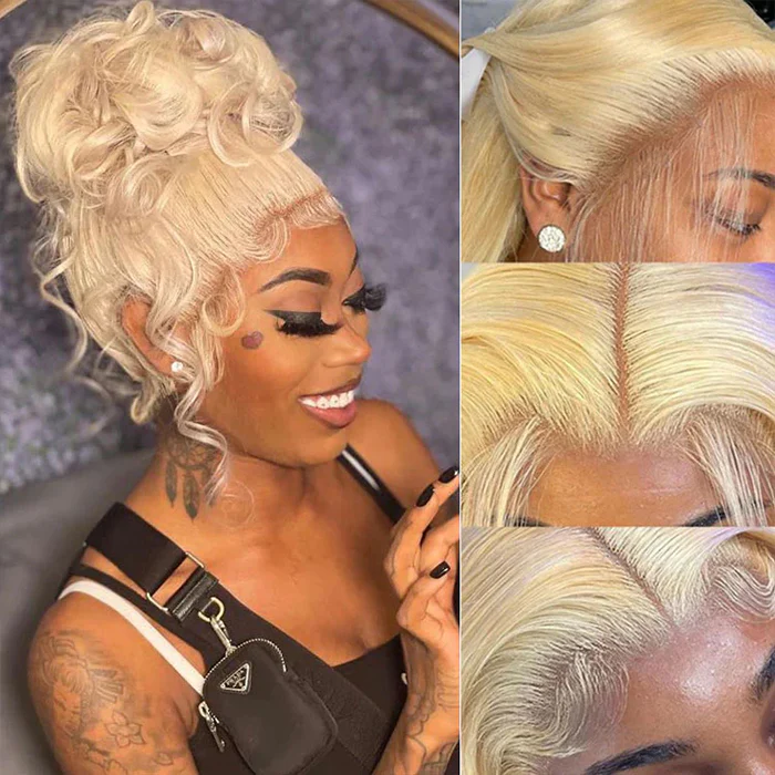 10″ – 36″ #613 Color Straight/Body Wave Human Hair 360 Lace Wig