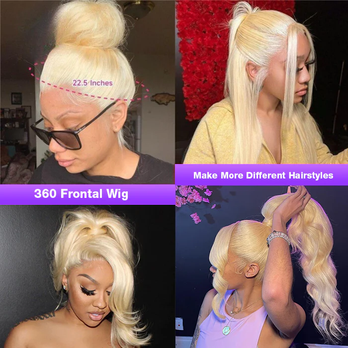 10″ – 36″ #613 Color Straight/Body Wave Human Hair 360 Lace Wig