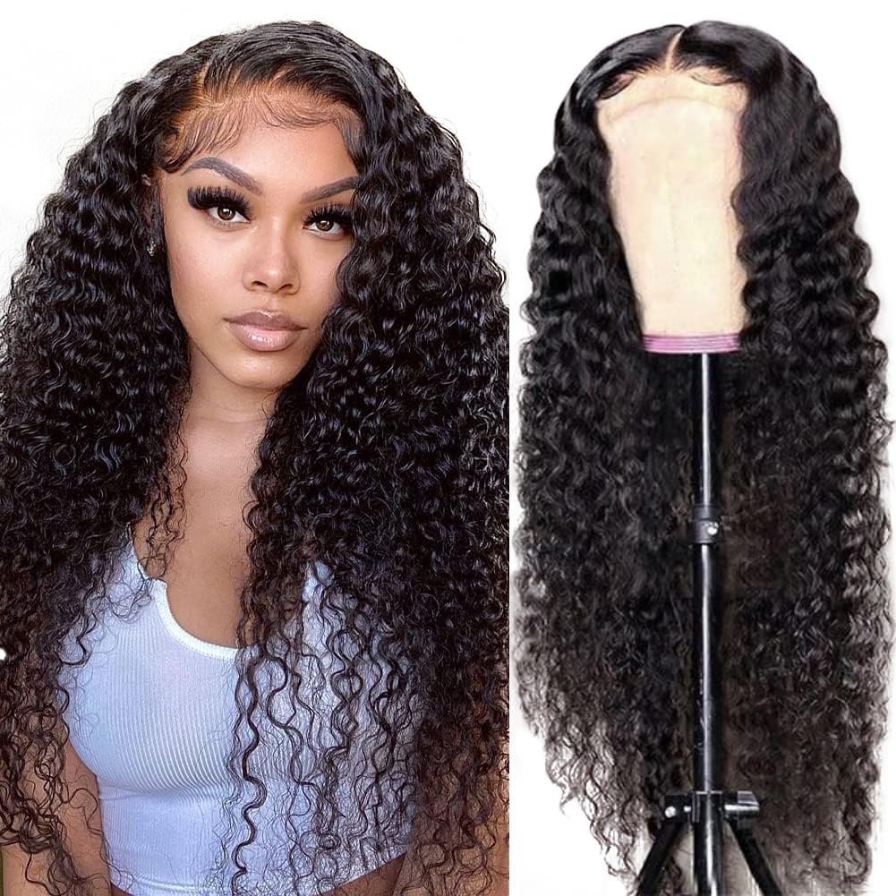 10″ – 40″ Natural Black Color Ripple Wave Human Hair Lace Front Wig