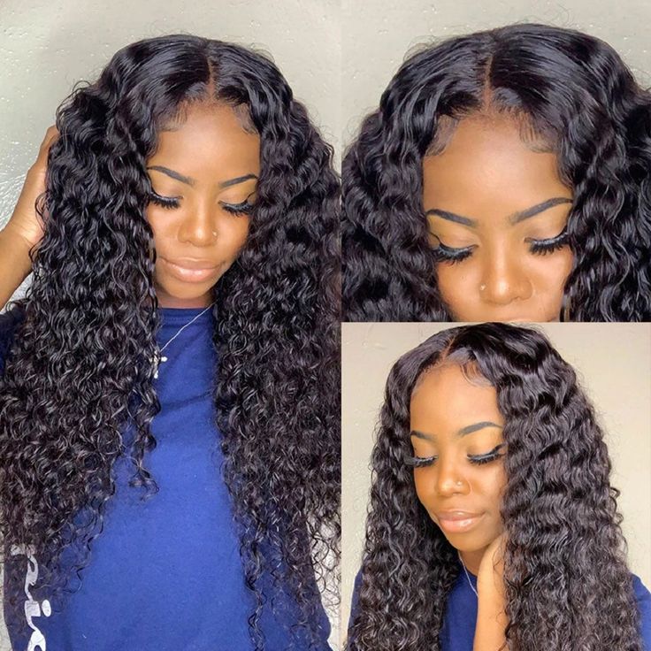 10″ – 40″ Natural Black Color Bohemian Curly Human Hair U / V Part Wig