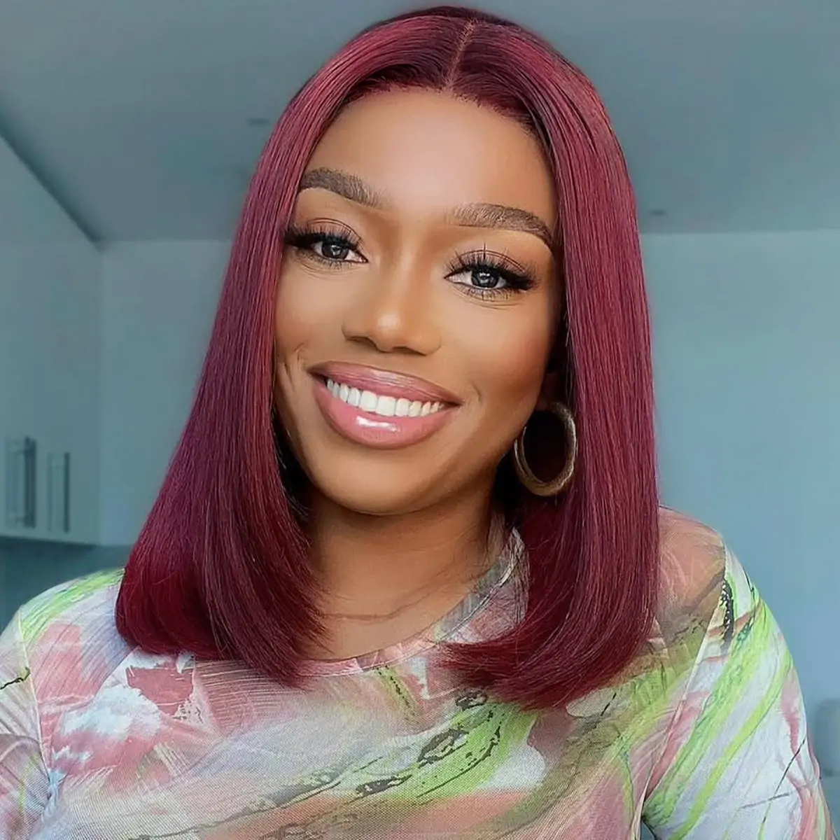 8″ – 14″ 99J & Burgundy Color Bob & Pixie Cut Human Hair Lace Front Wig