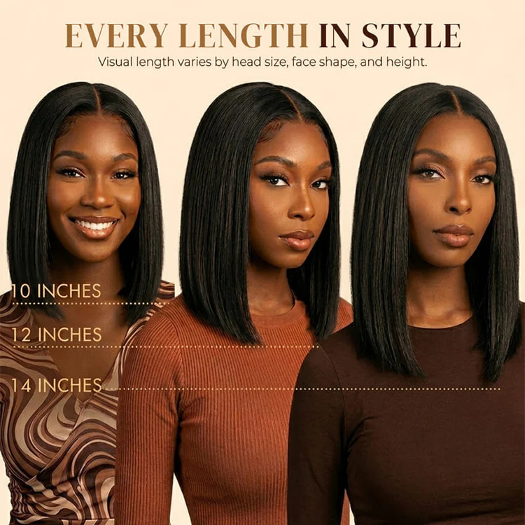 8″ – 14″ Natural Colors Bob & Pixie Cut Human Hair Lace Front Wig