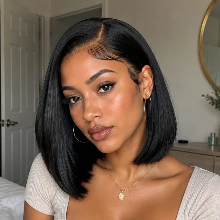 8″ – 14″ Natural Colors Bob & Pixie Cut Human Hair Lace Front Wig