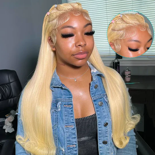 10″ – 30″  613 Blonde Color Straight Human Hair Full Lace Wig